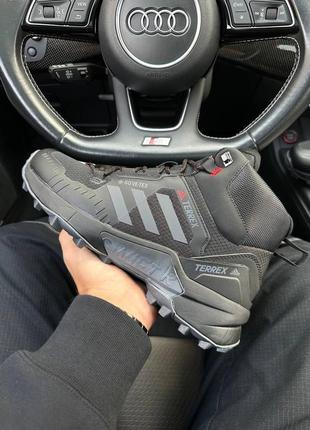 Зимние мужские ботинки adidas terrex swift r termo black grey (термо) 41-42-43