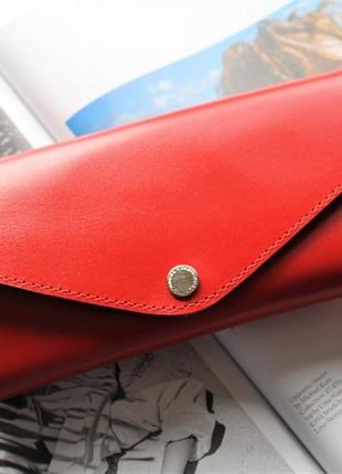 Кожаный женский кошелек ручной работы "rosa" красный