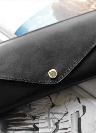 Кожаный женский кошелек ручной работы "classico" черный
