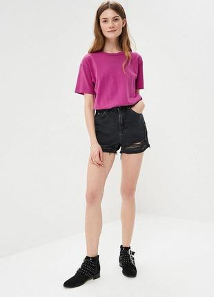 Чёрные джинсовые шорты mom topshop мом рваные на высокой посадке3 фото