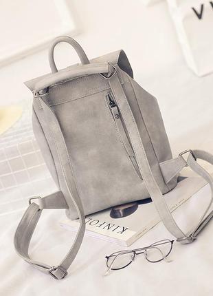 Рюкзак сумка трансформер серый молодежный кожаный3 фото