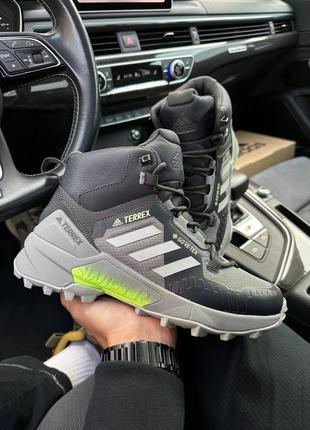 Зимние мужские ботинки adidas terrex swift r termo grey green (термо) 41-42-46