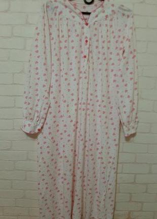 Жіноча  ночна сорочка для дому та  сну з натуральної тканини,з подовженим рукавом