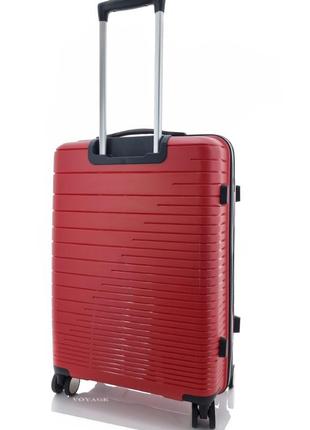 Дорожный пластиковый чемодан большой l  madisson на 4-х колесах красный2 фото
