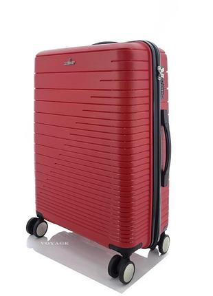 Дорожный пластиковый чемодан большой l  madisson на 4-х колесах красный