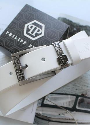 Мужской кожаный ремень philipp plein white