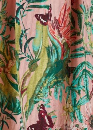 Сарафан летнее хлопковое свободного кроя платье в тропический цветочный принт5 фото