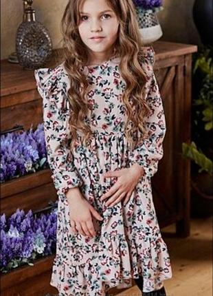 Шикарнейшее цветочное платье тм mililook на 122-128см хлопок1 фото