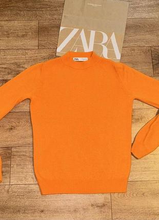 Zara шерстяной яркий оранжевый свитер ,джемпер !оригинал !3 фото