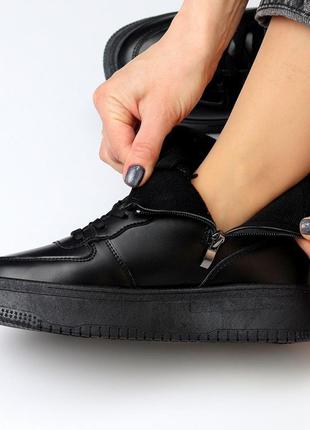 Женские хайтопы ботинки кроссовки демисезонные черные!7 фото