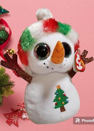 Ty beanie boos глазастик снеговик misty 15 см