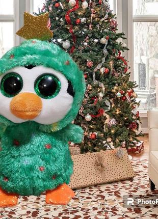 Ty beanie boos глазастик новогодний пингвин ёлочка heather 15 см