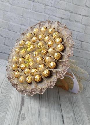 Большой букет из конфет, конфетный букет ferrero rocher, подарок женщине, маме, девушке, начальнице