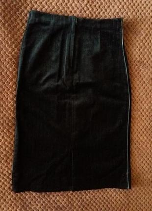 Облегающая велюровая черная юбка с серебристыми продольными нитями, тянется, р. xs6 фото