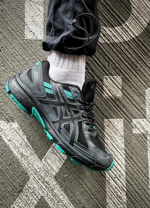 Кросівки жіночі / чоловічі чорні / зелені asics gel-venture 6 "black/green"