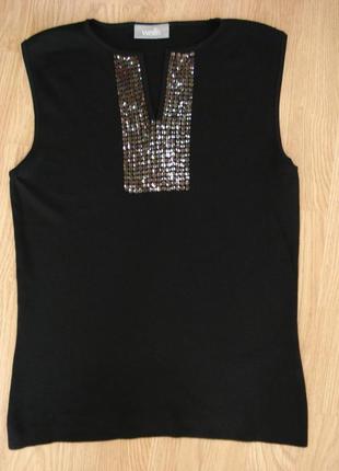 Трикотажна блуза блузка без рукавів блузка з вирізом розмір 14