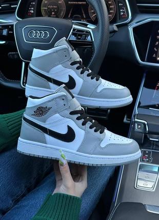 Зимние женские кроссовки nike air jordan 1 winter grey white black (мех) 36-37-38-39-40-416 фото