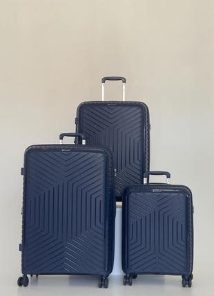Комплект чемоданов франция полипропилен с расширением большой средний маленький l m s синий snowball 20103