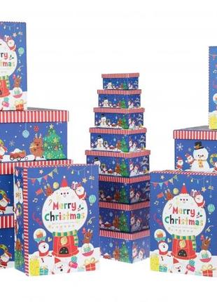 Набір новорічних подарункових коробок "новорічна радість" l:43х34х16 см (комплект 18 шт)