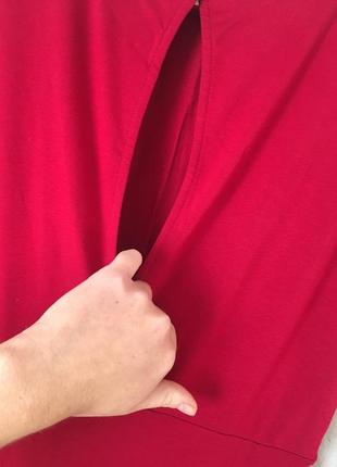 Трикотажное красное платье миди6 фото