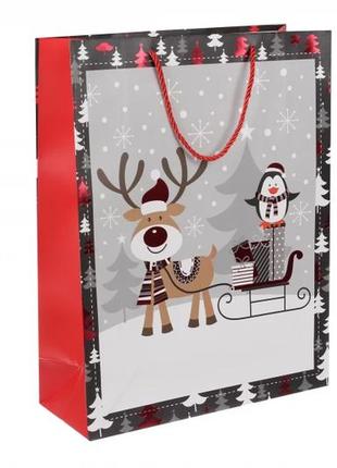 Подарункові пакети новорічні картонні 18*24*8.5 см (упаковка 12 шт)4 фото