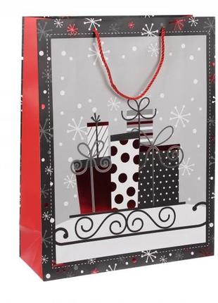 Подарункові пакети новорічні картонні 18*24*8.5 см (упаковка 12 шт)3 фото