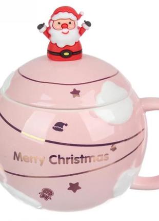 Чашка керамічна новорічна шар "merry christmas" 450мл