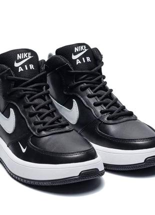 Зимові шкіряні ботинки  nike колір чорний/ білий