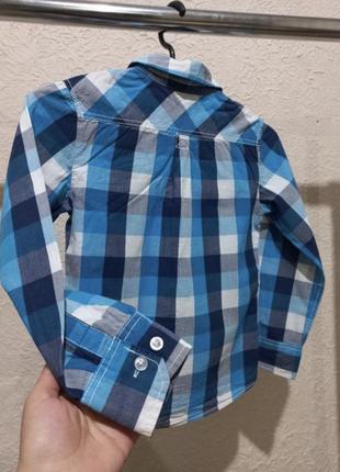 Голубая рубашка в клетку 128/голубая рубашка 128