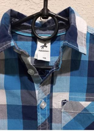 Голубая рубашка в клетку 128/голубая рубашка 128
