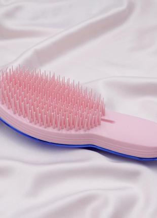 Щетка для волос синяя металик tangle teezer, массажка для волос топ