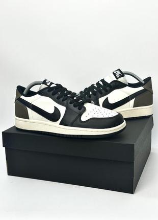 Кросівки nike air jordan 1 x dior retro (white & black & olive)