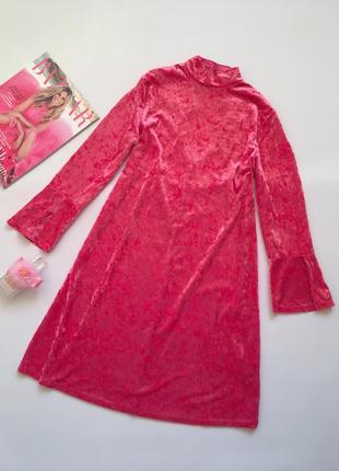 Сукня насиченого кольору фуксії monki велюр1 фото