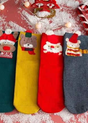 Комплект 4 пари шкарпеток новорічні шкарпетки різдвяні женские носки 153
