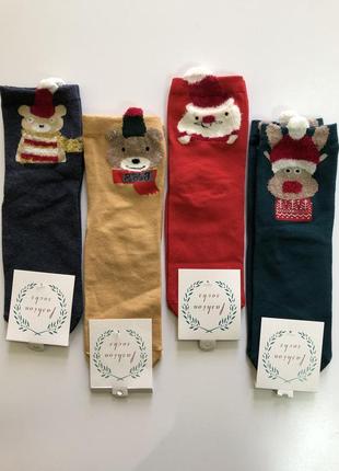 Комплект 4 пари шкарпеток новорічні шкарпетки різдвяні женские носки 1536 фото