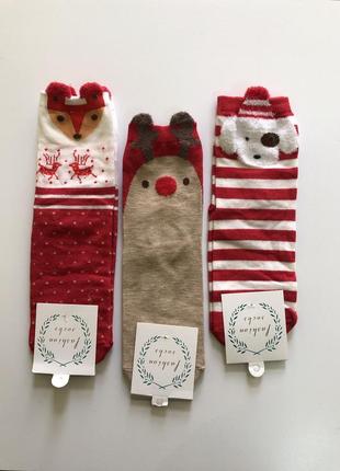 Комплект 3 пари шкарпеток новорічні шкарпетки різдвяні женские носки 19211 фото
