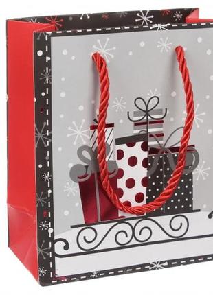 Подарункові пакети новорічні картонні 14*12*6 см (упаковка 12 шт)