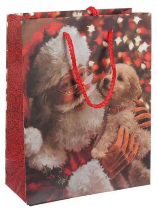 Подарункові пакети новорічні картонні 18*23*8 см (упаковка 12 шт)3 фото