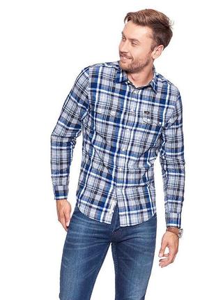 Шикарна сорочка оверширт lee rider regular fit checked shirt night blue