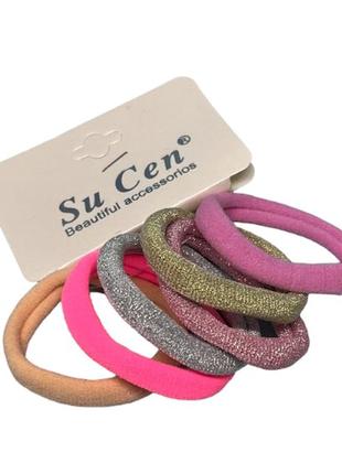 Набор резинок для волос 4-4,3 см, микс 6 шт.