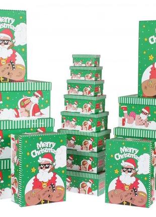Набір новорічних подарункових коробок "sexy santa" l:43х34х16 см (комплект 18 шт)