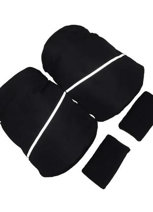 Раздельная муфта рукавички на коляску черная. черные муфты на ручку коляски mamalook с тонким светоотражателем4 фото