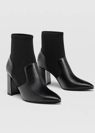 Стильные ботинки stradivarius, черного цвета на удобных каблуках3 фото
