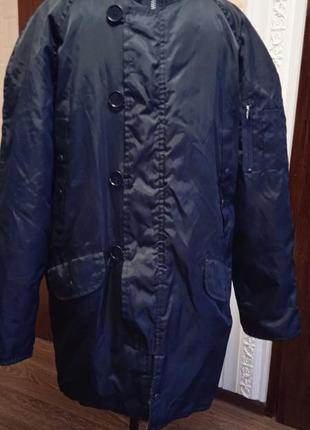 Куртка оверсайз водоотталкивающая поверхность. средняя плотность наполнителя. цвет: темно-синяя. замеры:1 фото