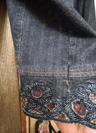 Новаый  пиджак жакет , размер наш 50-52-54, джинс  расшитый бисером, произведение исккств5 фото