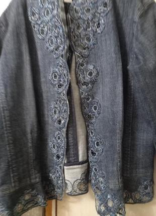 Новаый  пиджак жакет , размер наш 50-52-54, джинс  расшитый бисером, произведение исккств3 фото