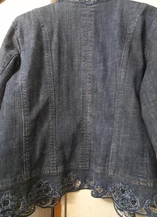 Новаый  пиджак жакет , размер наш 50-52-54, джинс  расшитый бисером, произведение исккств7 фото