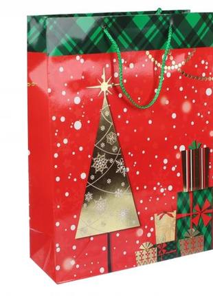 Подарункові пакети новорічні картонні 31*42*12 см (упаковка 12 шт)3 фото