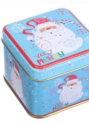 Коробка новорічна бляшана "дід мороз" 6,5*7,5*7,5 см