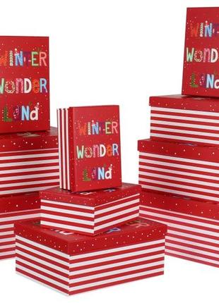 Набір новорічних подарункових коробок "зимова казка",l: 37.5*29*16 см (комплект 10 шт)